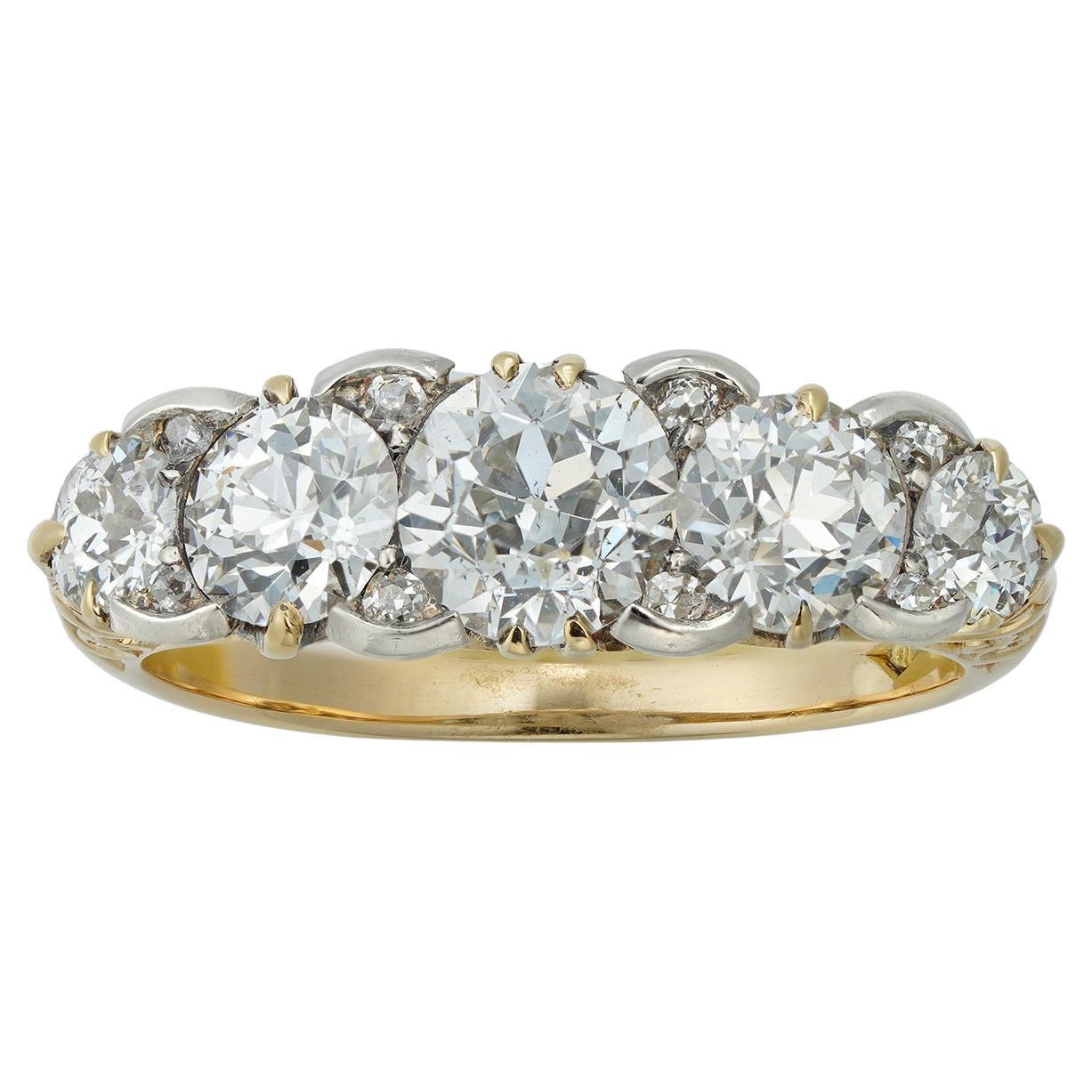 A Late Victorian Five Stone Diamond Ring For Sale