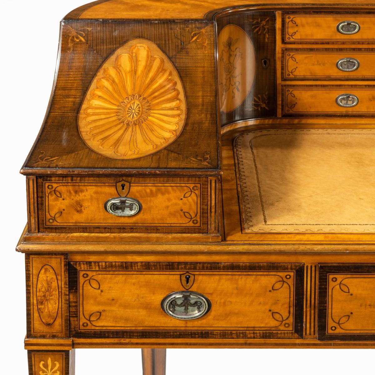 Late Victorian Freestanding Satinwood Carlton House Desk 7