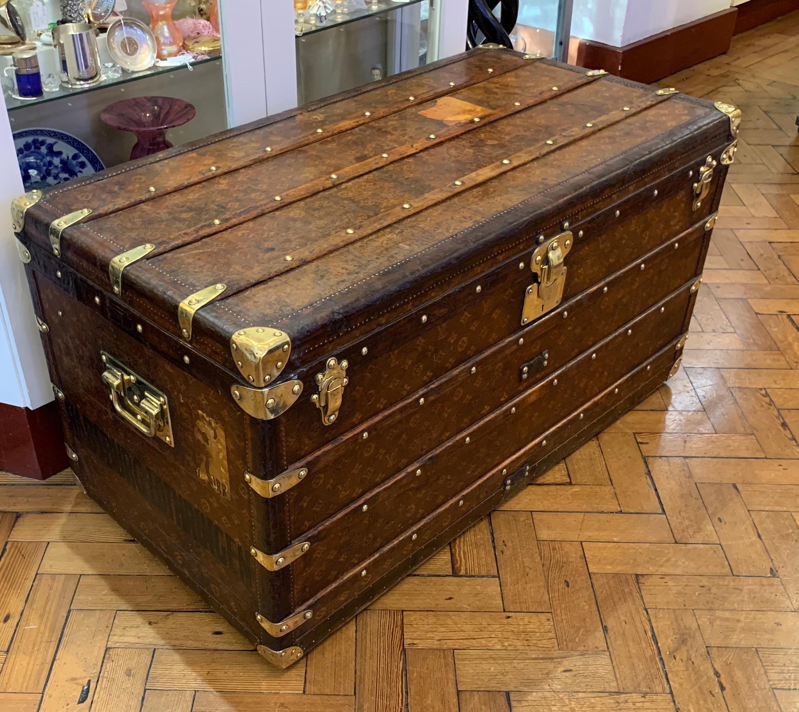 A Louis Vuitton Courier trunk dating to the first half 1896, formerly the property of the Hapsburg-Lothringen family.

This particular example is covered with monogram patterned Egyptian cotton. This process was only used for the first 6 months of