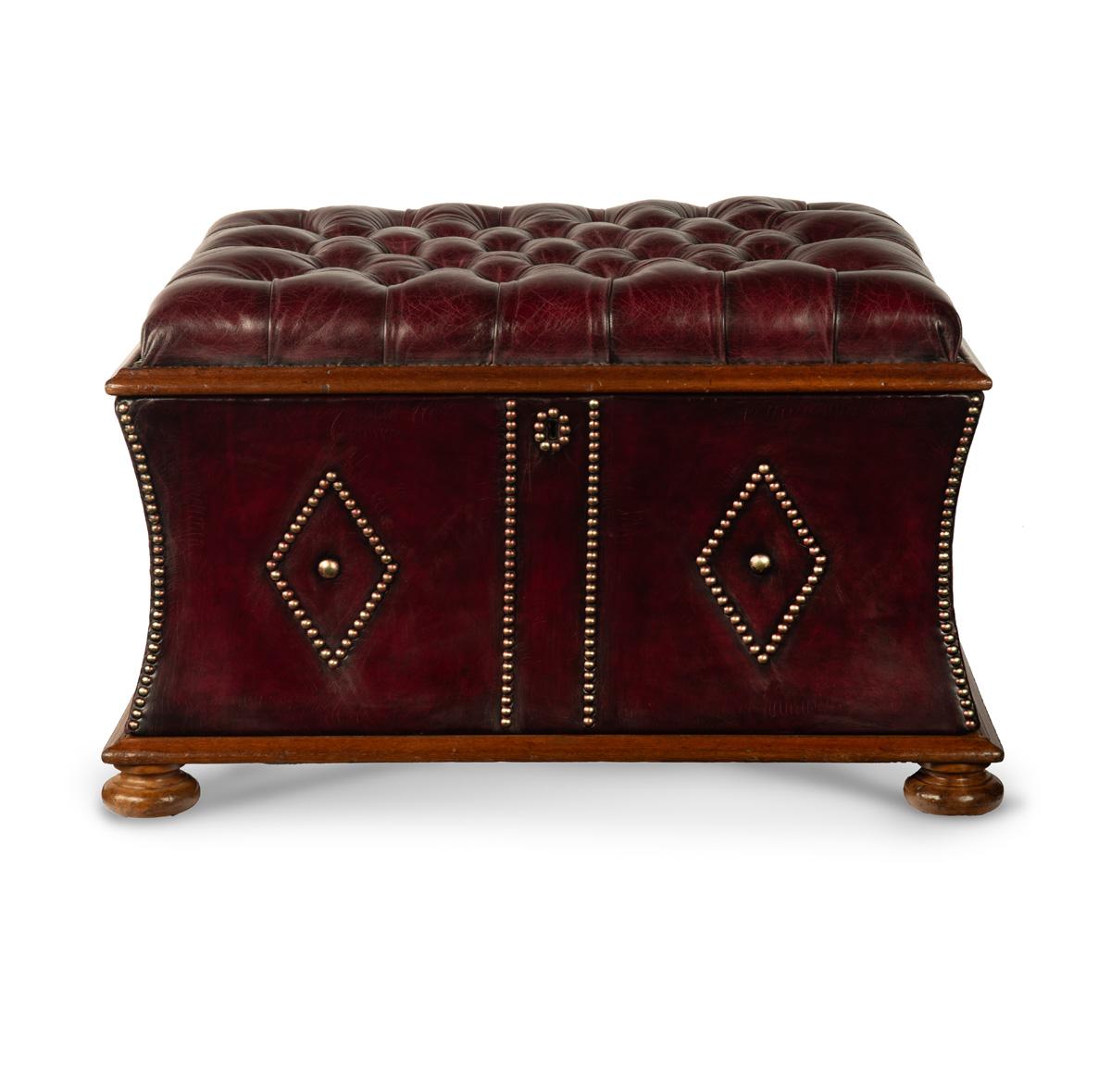 19th Century A late Victorian mahogany leathered box stool or Ottoman For Sale