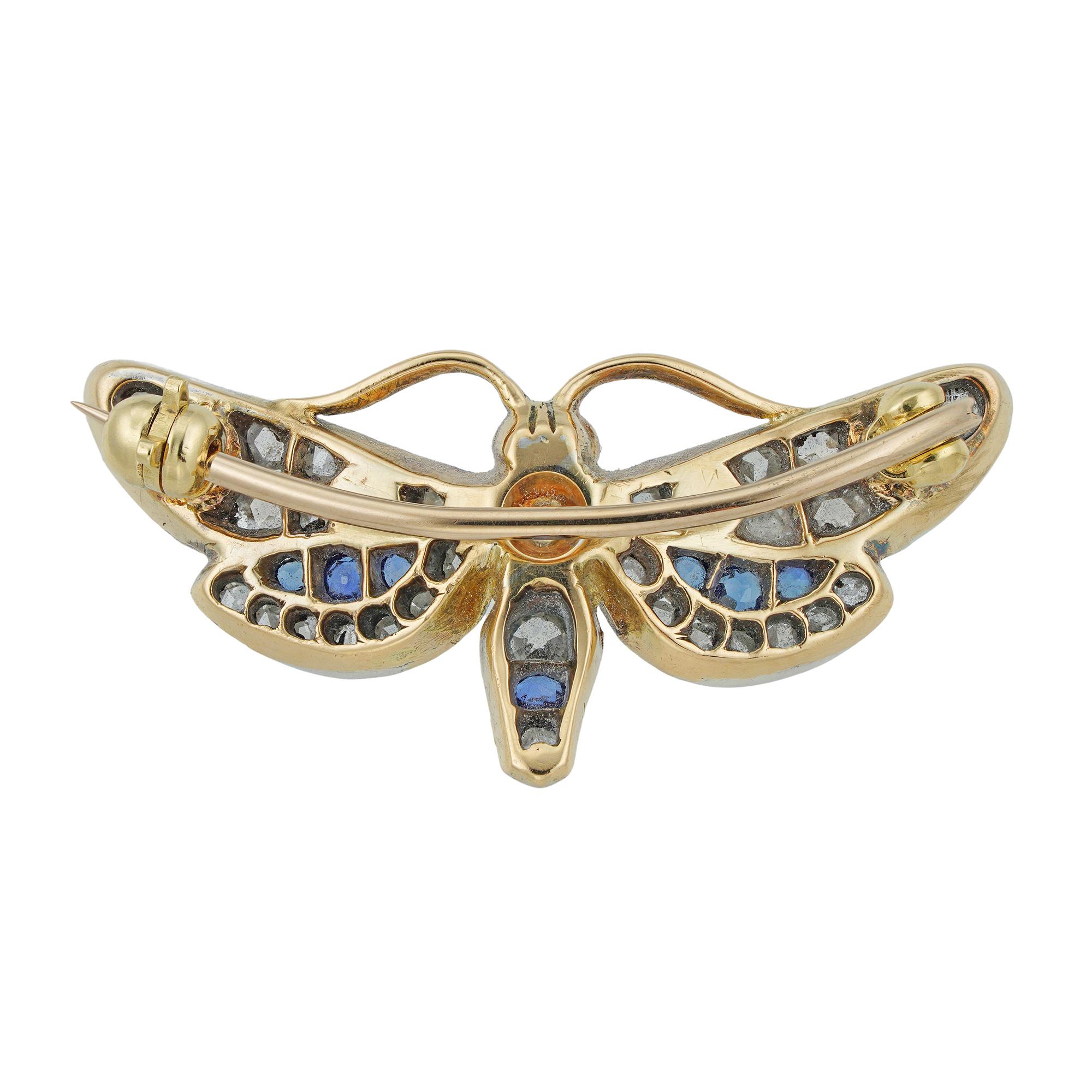 Brilliant Cut Late Victorian Multigem Butterfly Brooch