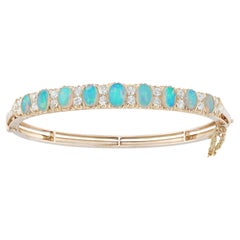Antique Late Victorian Opal and Diamond Bangle