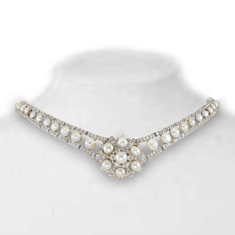 Women's or Men's Late Victorian Pearl and Diamond Tiara For Sale