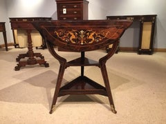 Late Victorian Period Marquetry Inlaid Triangular Occasional Table