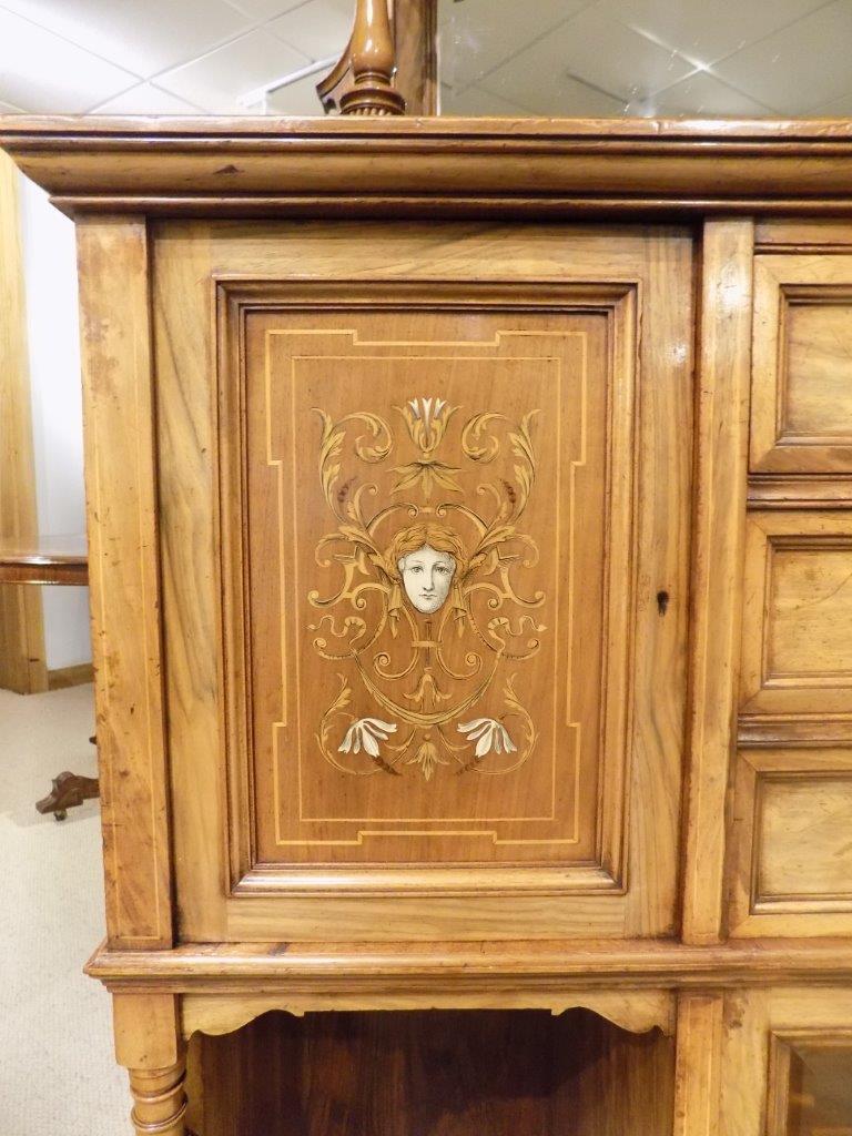 Late Victorian Period Walnut and Marquetry Inlaid Antique Side Cabinet For Sale 4