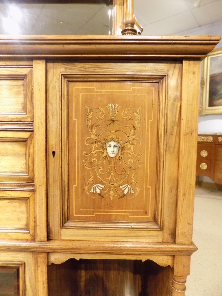 Late Victorian Period Walnut and Marquetry Inlaid Antique Side Cabinet For Sale 5