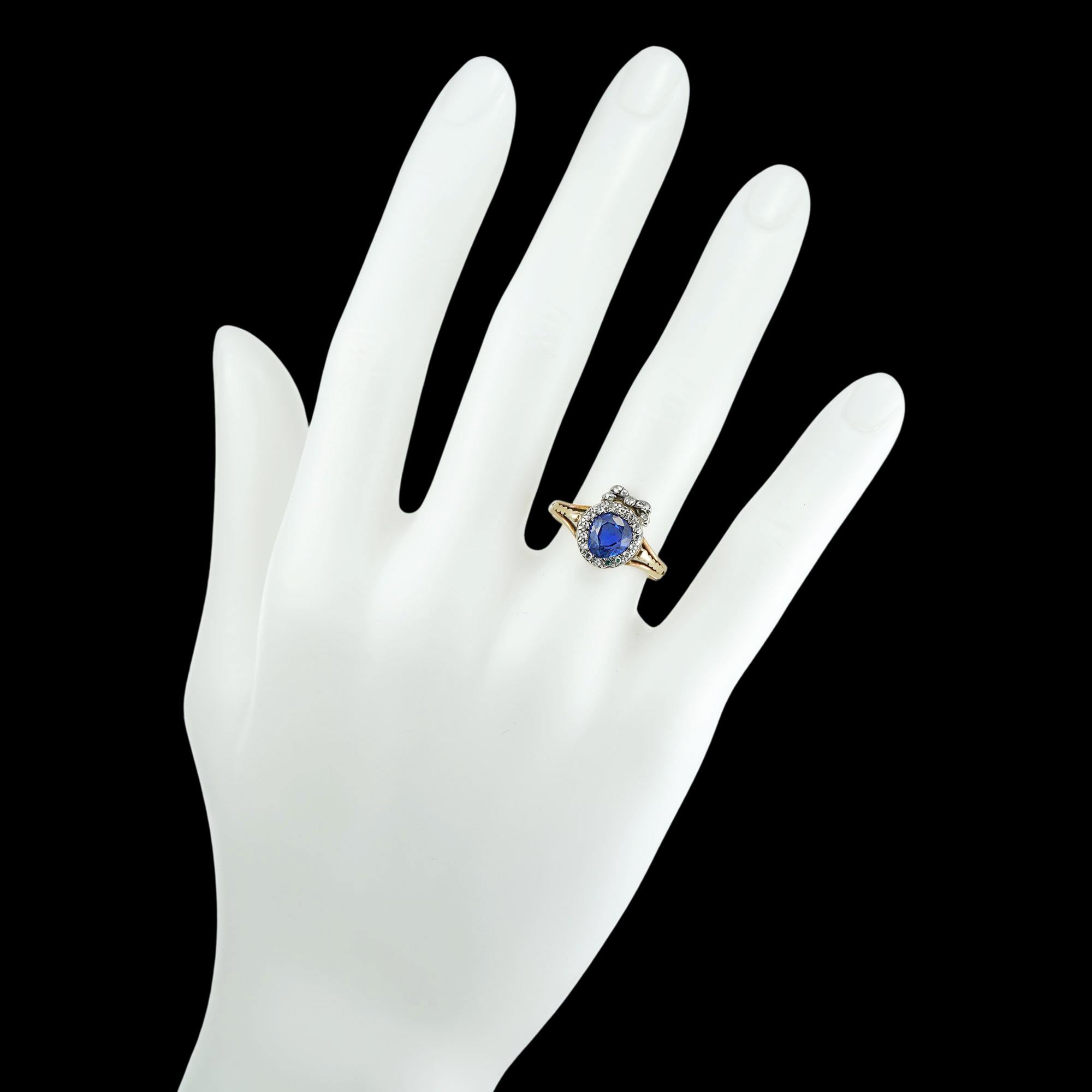 Late Victorian Sapphire and Diamond Heart Ring In Good Condition In London, GB