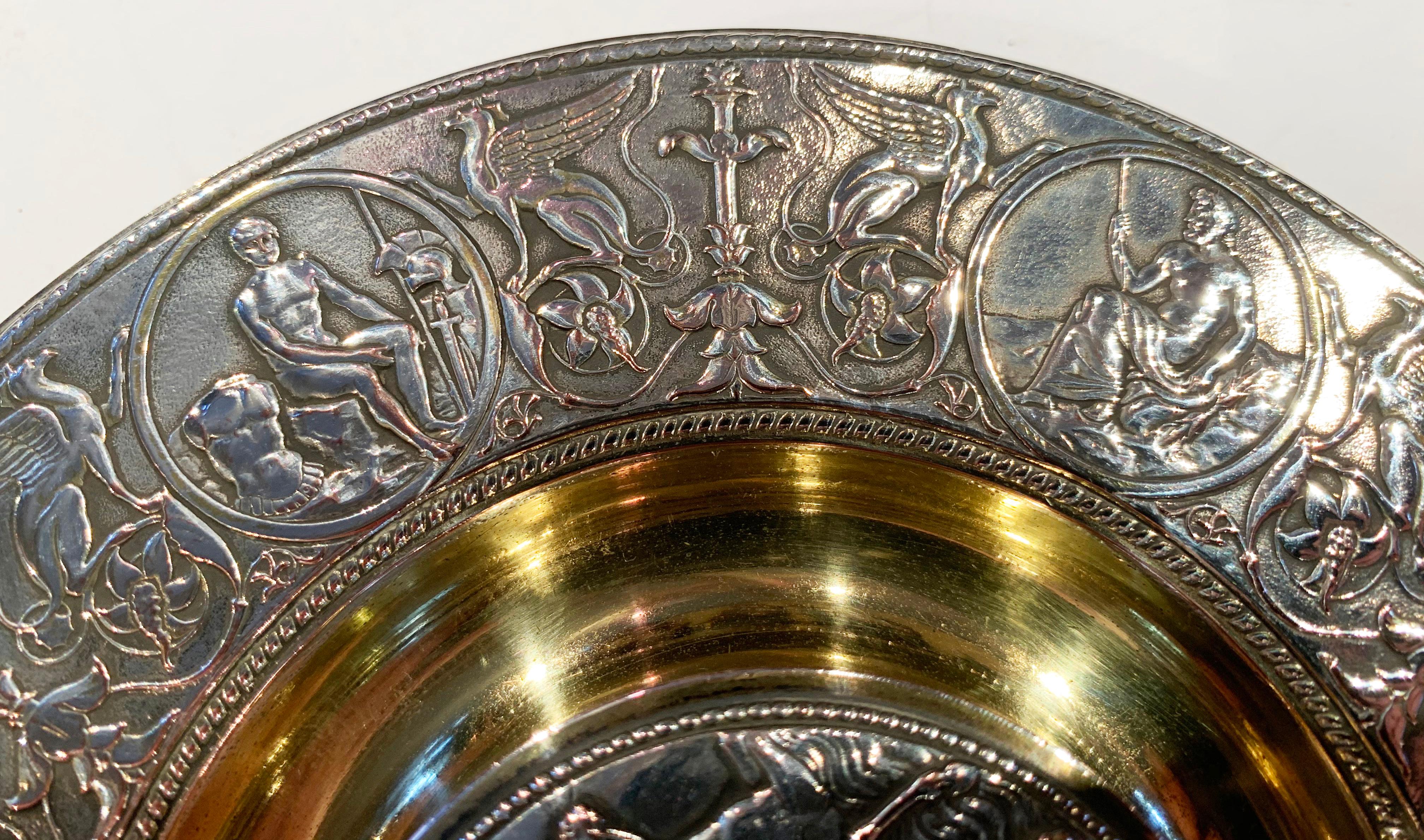 Late Victorian Silver Plate and Gold Wash Caviar Dish by Elkington, 1890 In Good Condition For Sale In London, GB