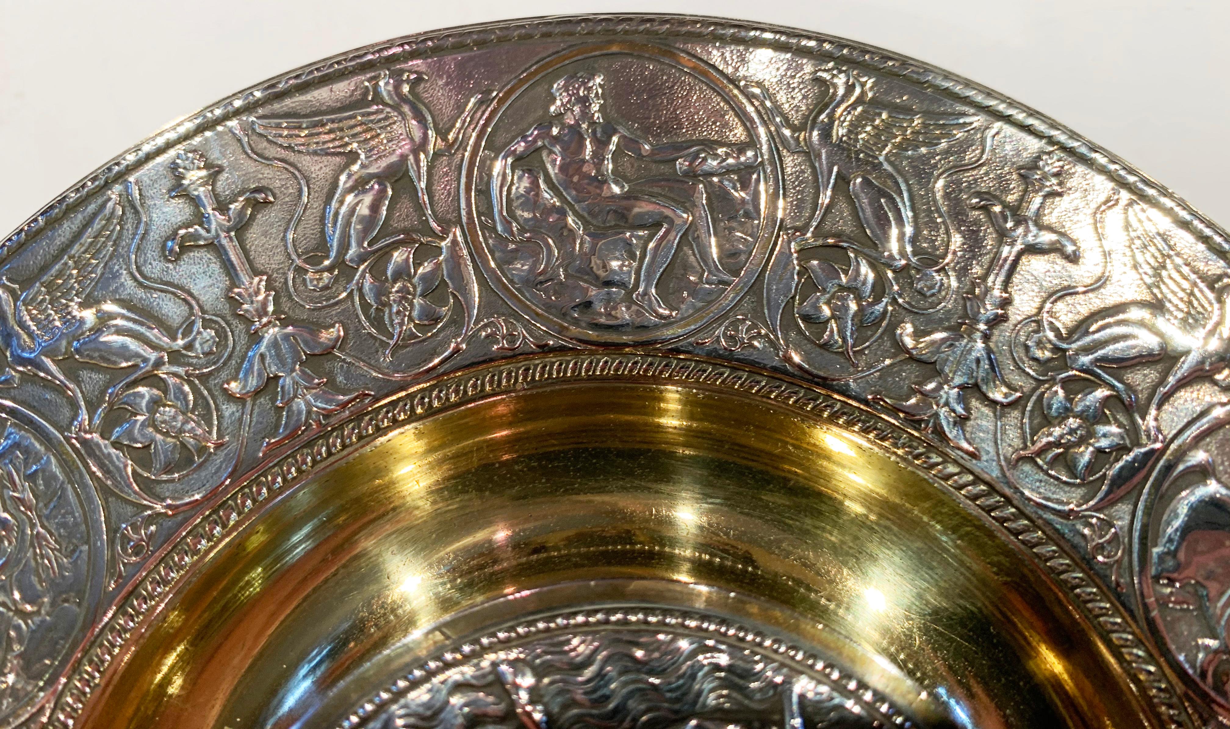 Late Victorian Silver Plate and Gold Wash Caviar Dish by Elkington, 1890 For Sale 2