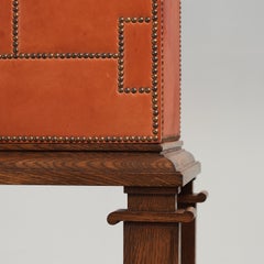 Leather and Brass Nail Dining Room Cabinet by Otto Schultz