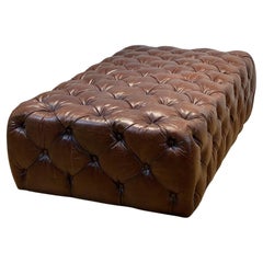 A Leather Chesterfield Pouf