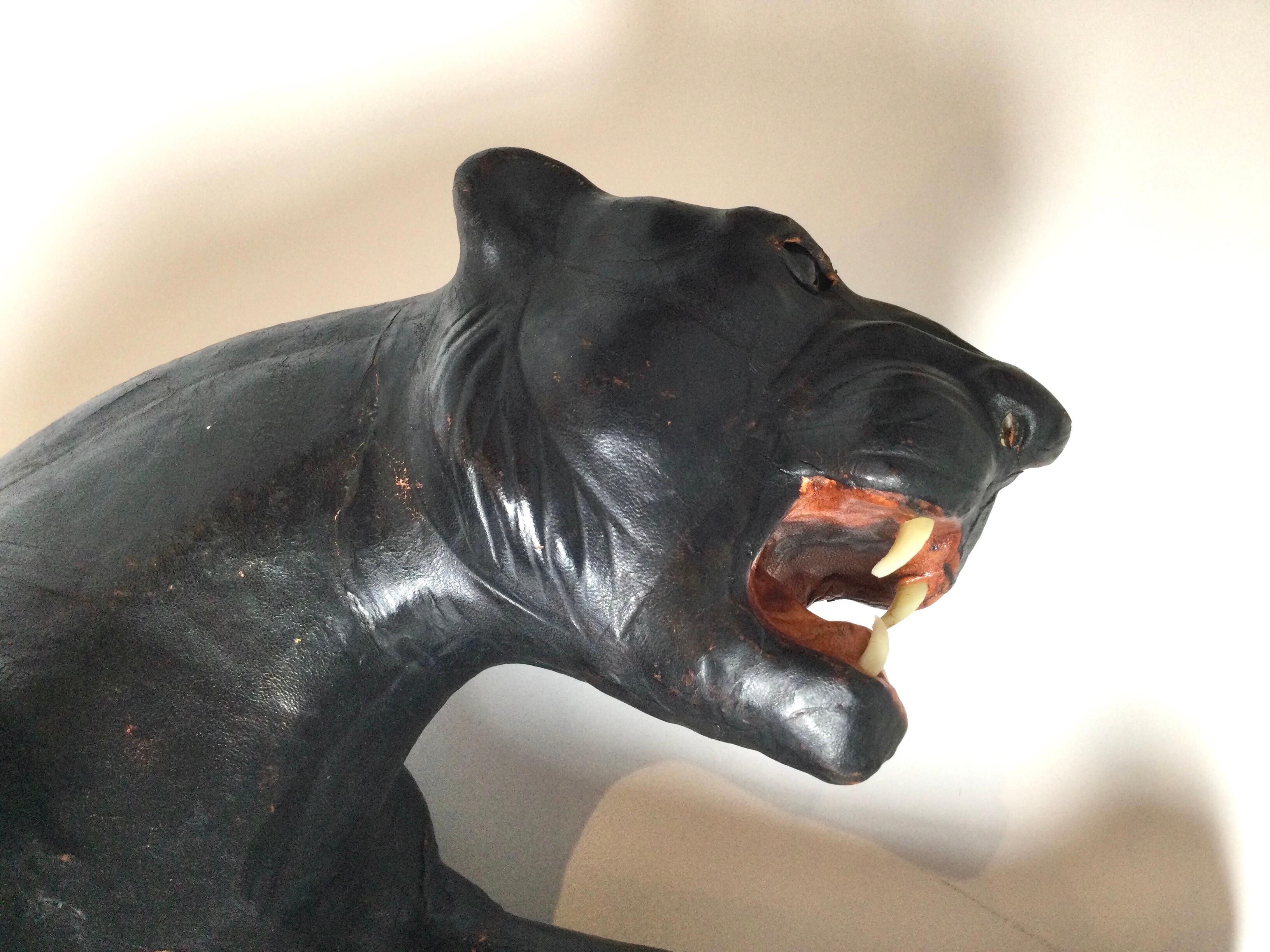 Leather Covered Paper Mache Panther 5