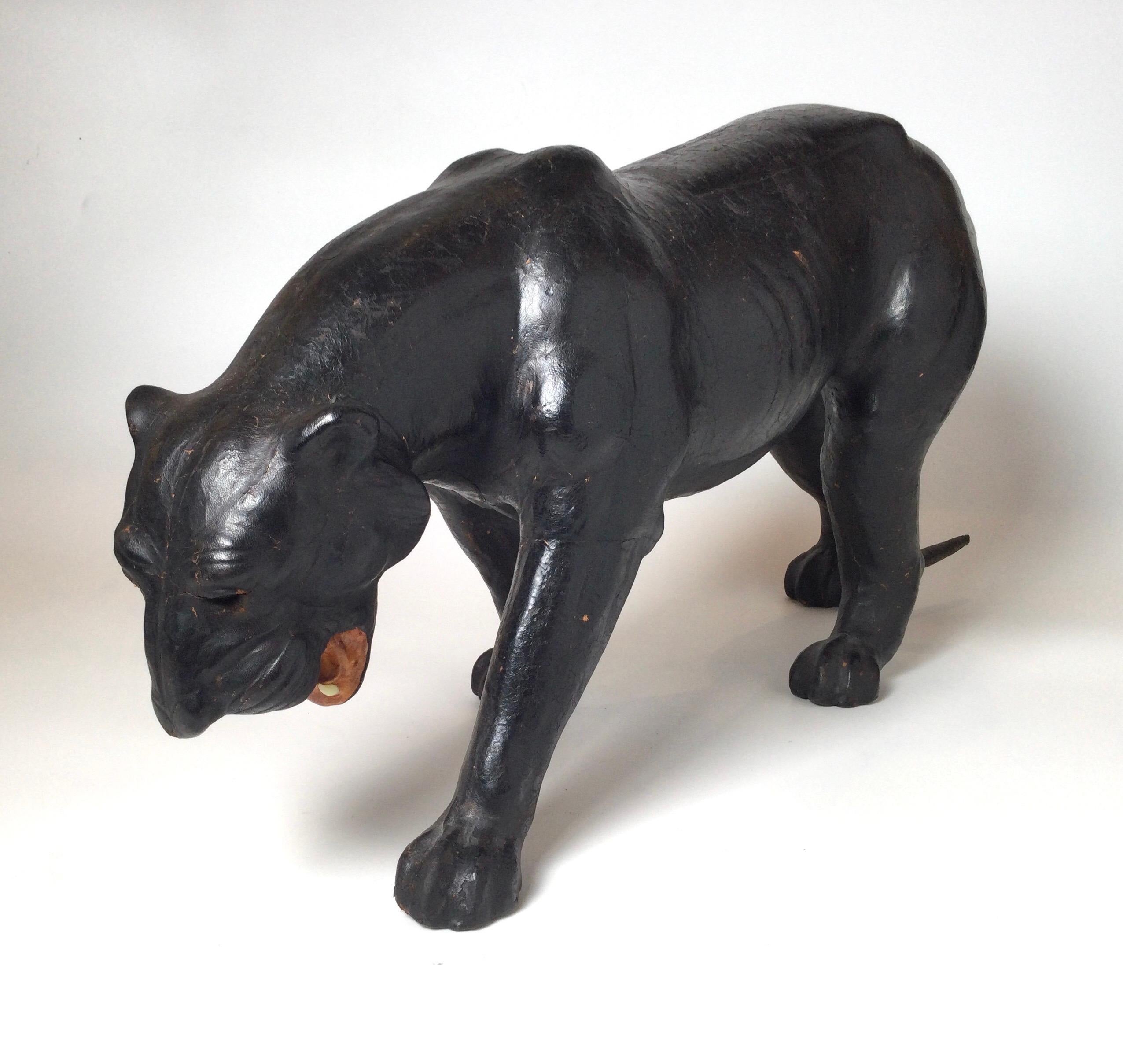 Unknown Leather Covered Paper Mache Panther