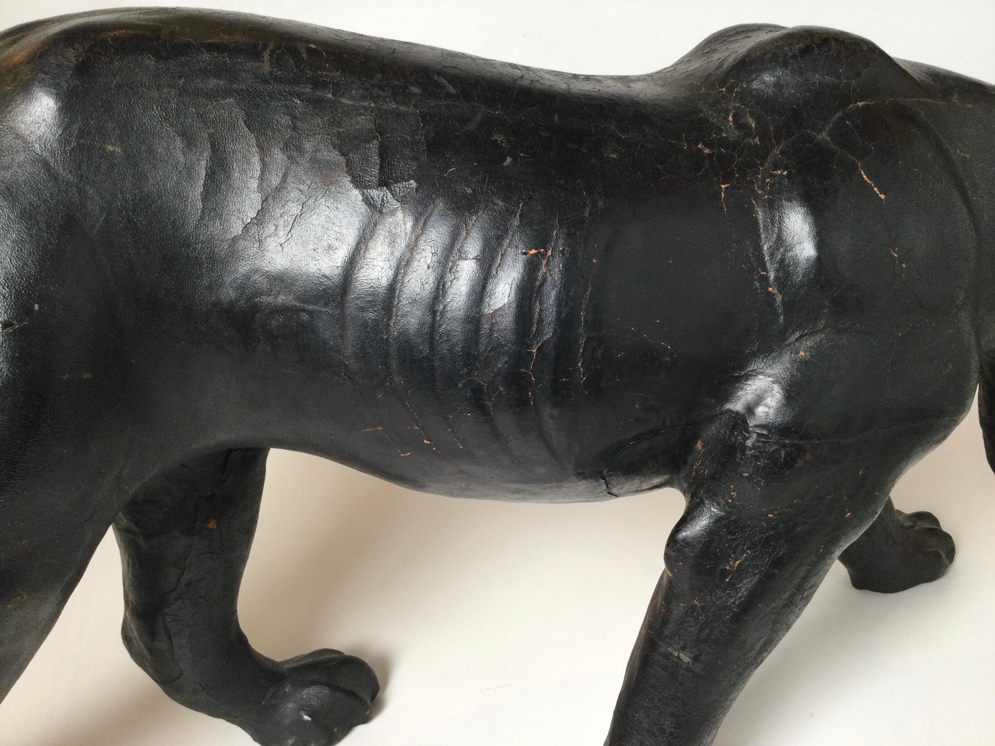 Leather Covered Paper Mache Panther 3