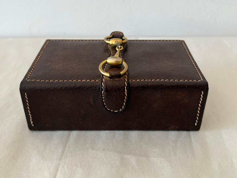 A Leather Jewelry Box By Gucci Horsebit ca' 1980's Italy For Sale