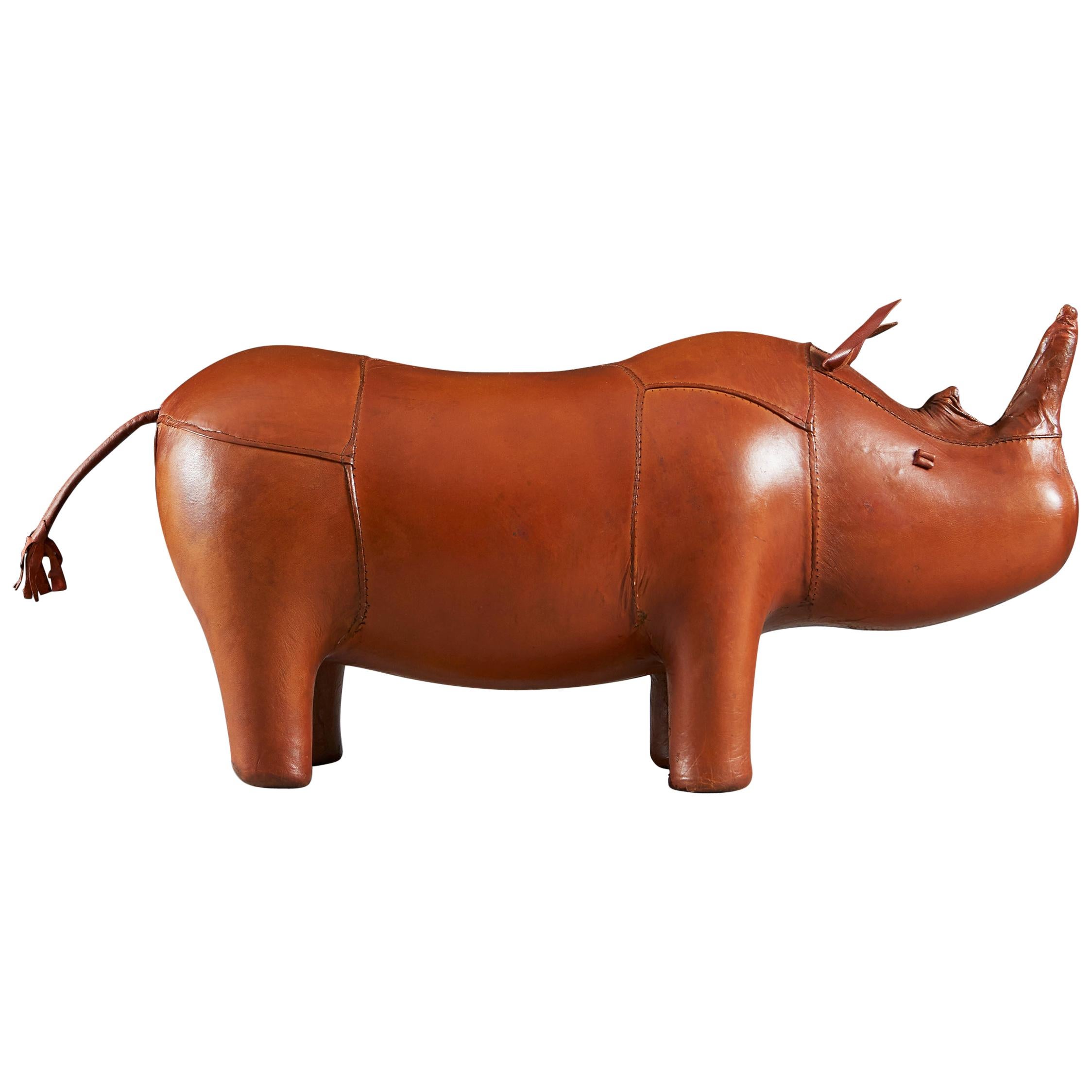 Leather Rhinoceros Footstool or Rhino by Dimitri Omersa for Liberty