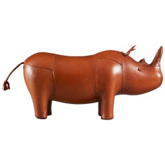 Vintage Leather Rhinoceros Footstool or Rhino by Dimitri Omersa for Liberty