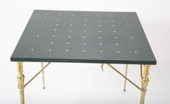 Table de jeux pliante en cuir et laiton