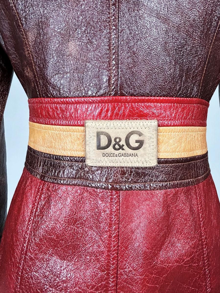 A leather trench coat by Dolce Gabbana - Italy Circa 1995-2000 For Sale 6