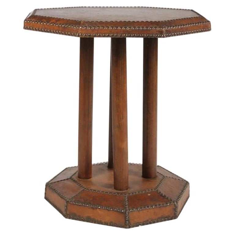 Leather Wrapped Side Table at 1stDibs