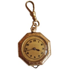 A. LeCoultre Antique Gold-Plated Mini Pocket / Pendant Watch, 1920, Octagon