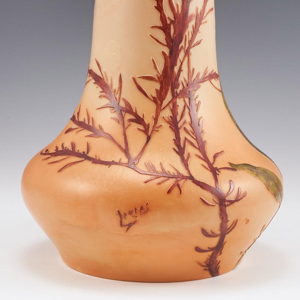A Legras Cased and Acid Cut and Enamelled Glass Vase, c1920 For Sale 2