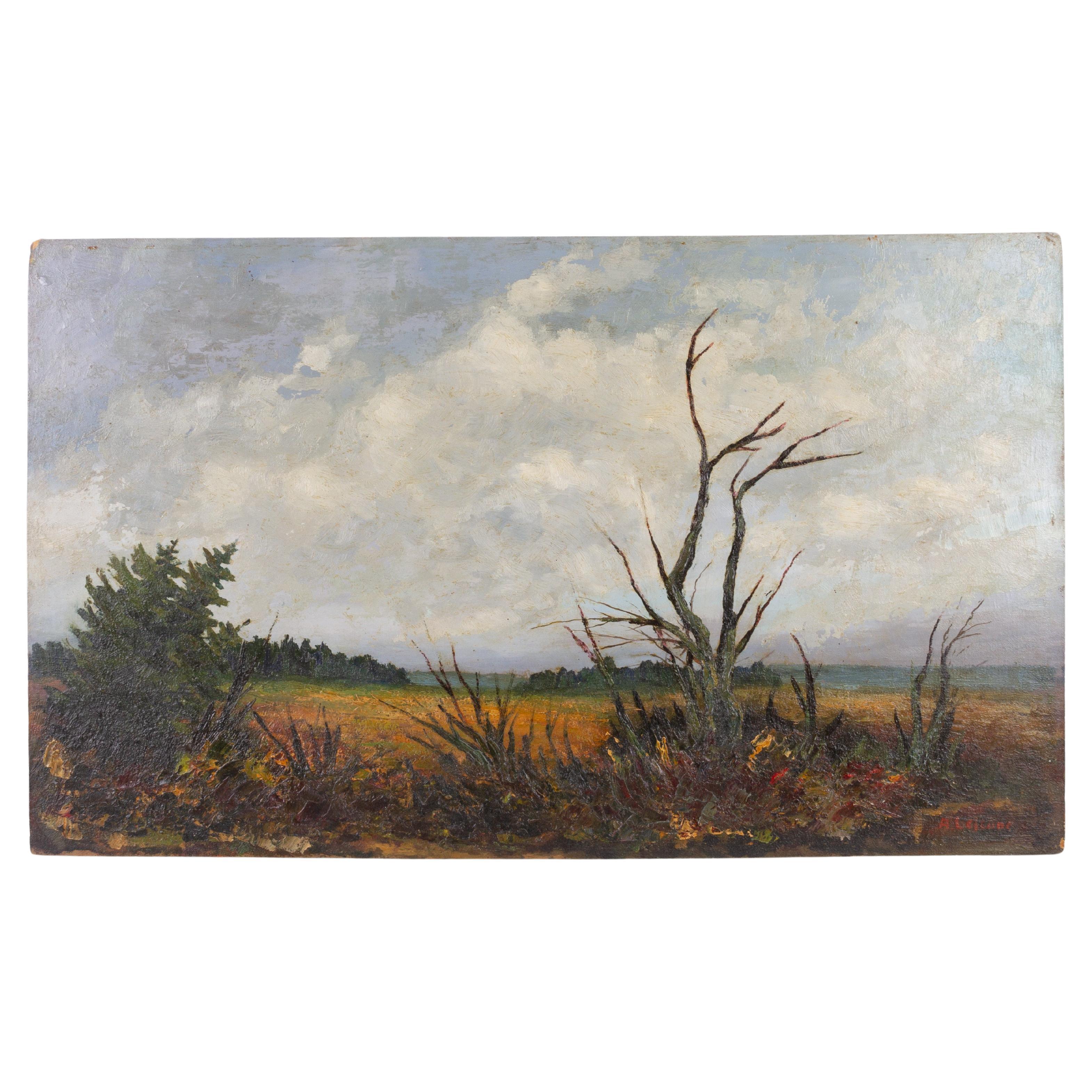 A. Lejeune Belgian Landscape Oil Painting Early 20th Century