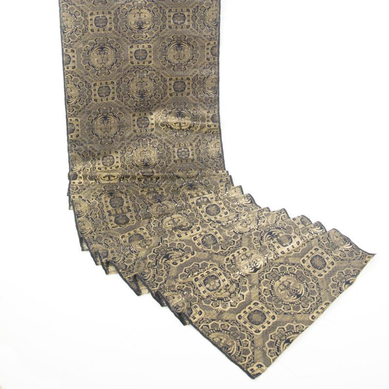 A length of Chinese gold and blue silk brocade 7