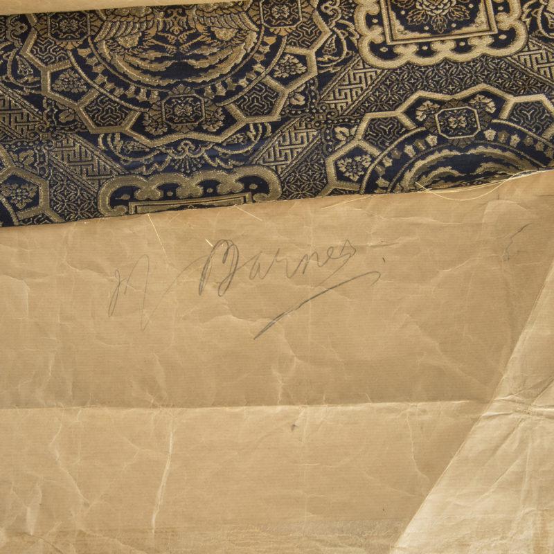Late 19th Century A length of Chinese gold and blue silk brocade