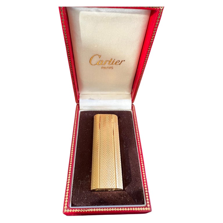Les Must de Cartier Paris 18k Gold Plated Lighter For Sale at 1stDibs