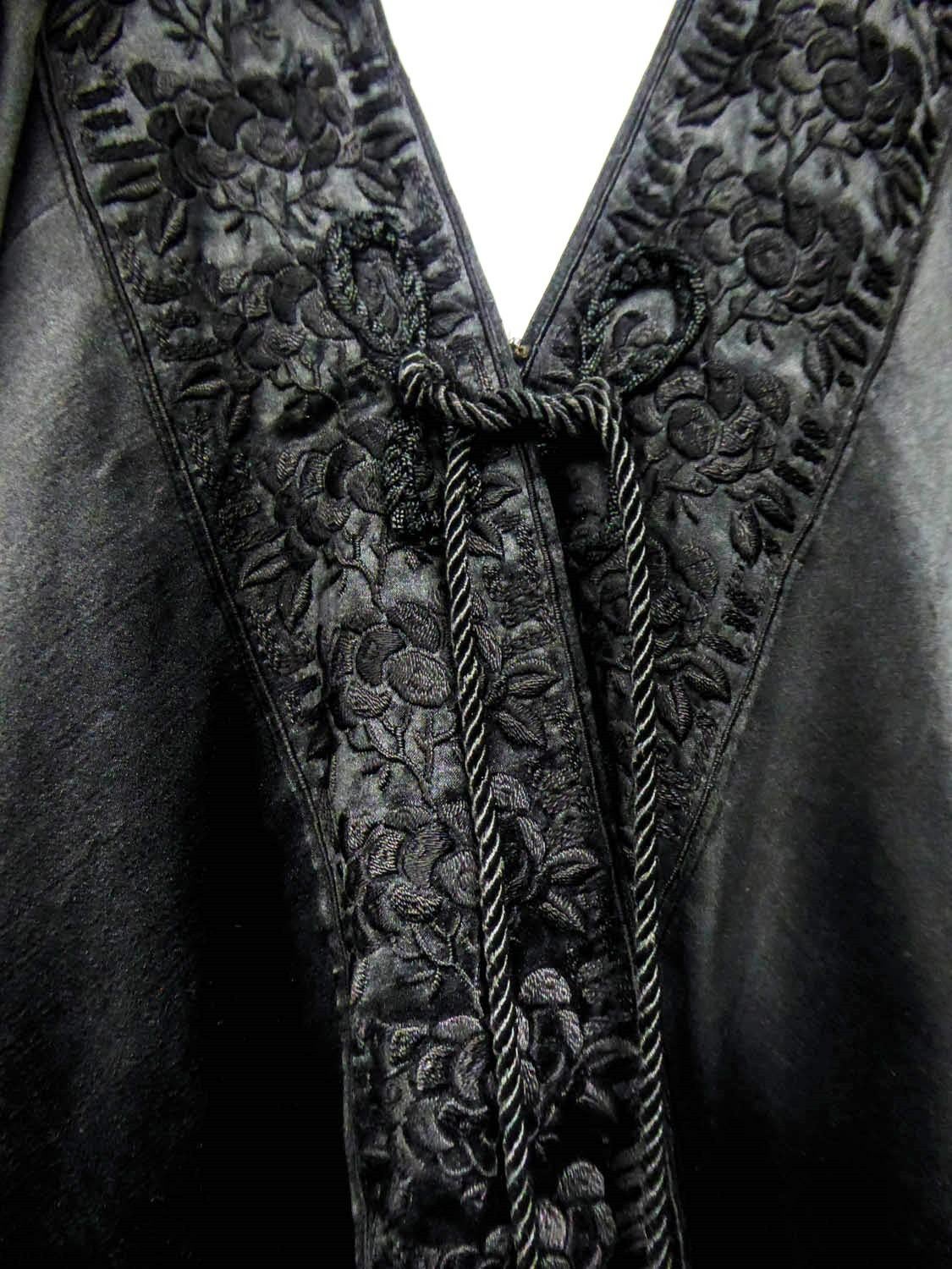 Black A Liberty and Co Evening Embroidered Satin Cape Circa 1920