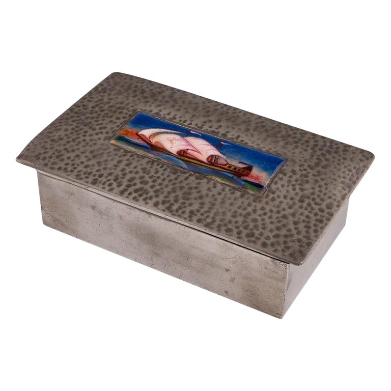 pewter cigarette case A Liberty Tudric Patinated Pewter Cigar or Cigarette Box, c1910