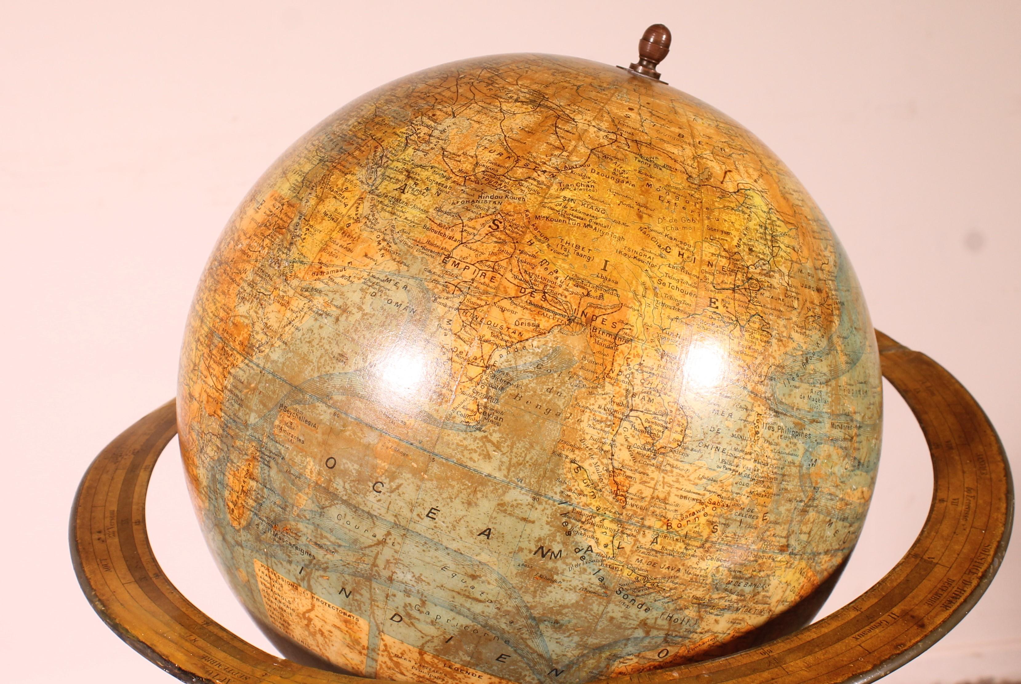 A Library Terrestrial Globe On Stand From J.forest Paris From The 19th Century For Sale 4