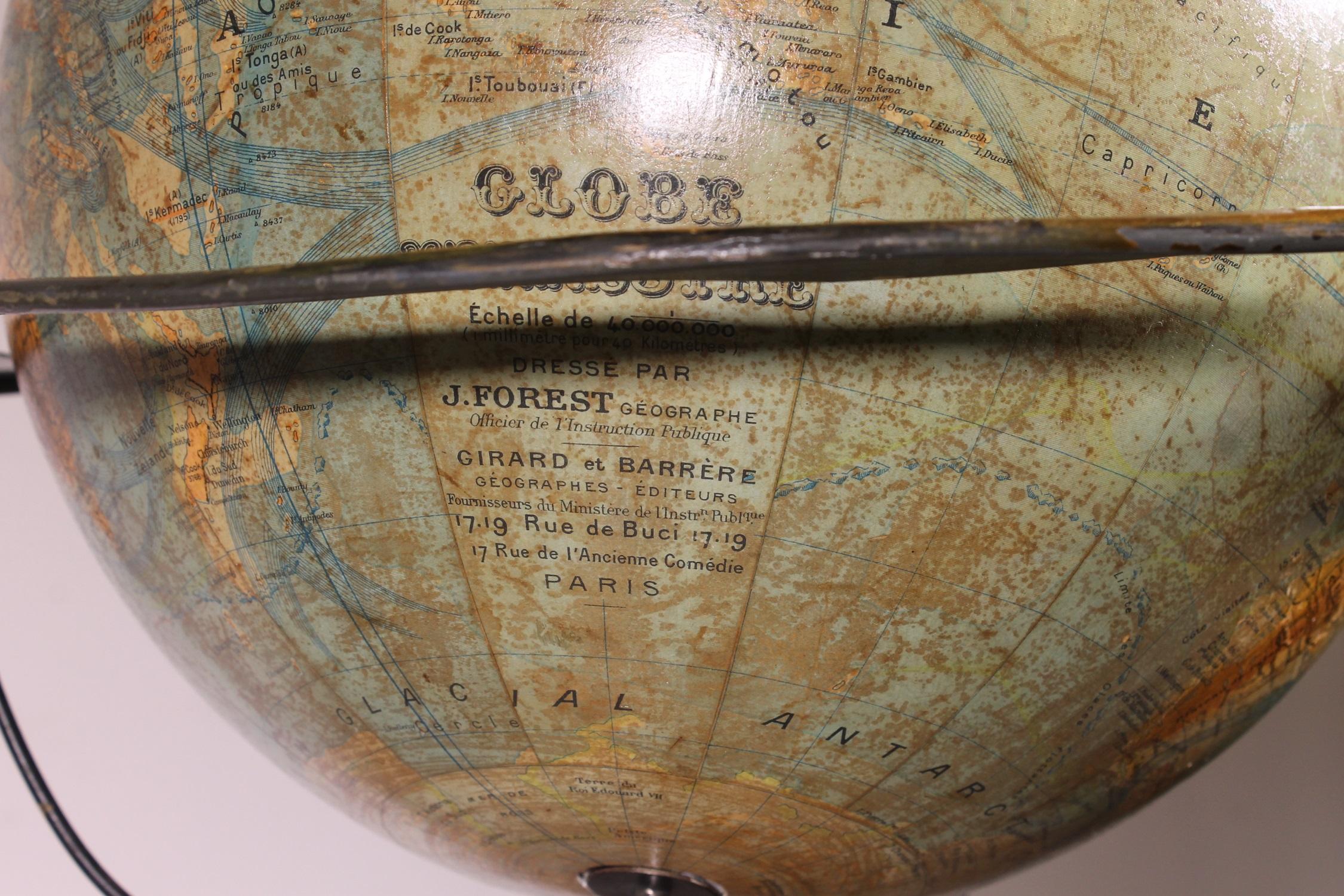 A Library Terrestrial Globe On Stand From J.forest Paris From The 19th Century For Sale 6