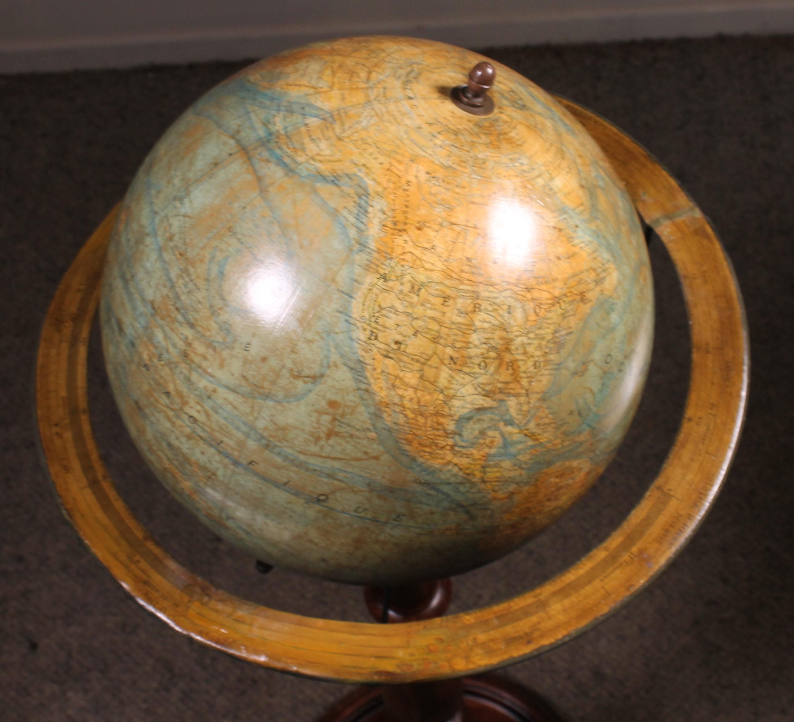 The Library Terrestrial Globe on Stand From J. Forest Paris From The 19th Century en vente 6