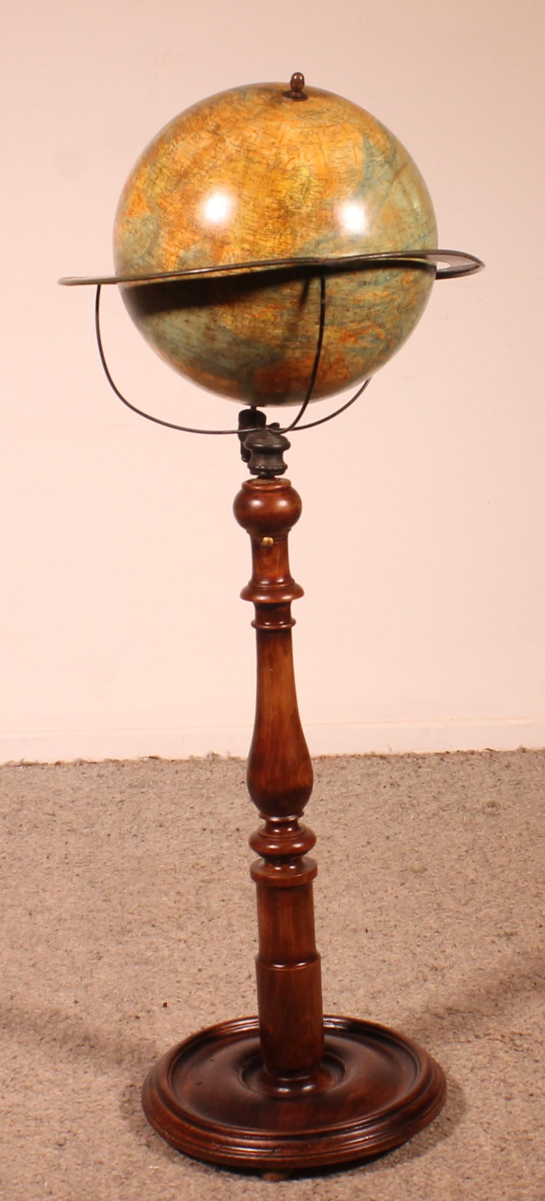 French A Library Terrestrial Globe On Stand From J.forest Paris From The 19th Century For Sale