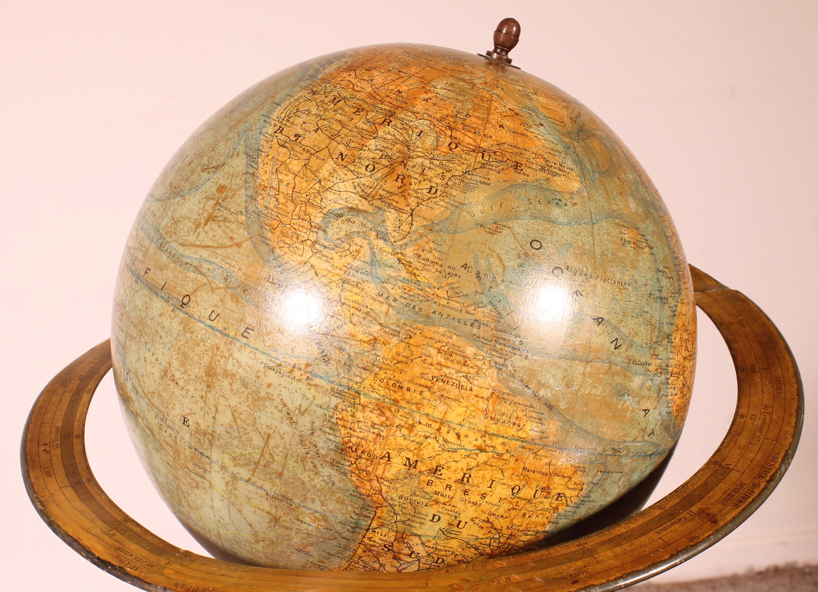 A Library Terrestrial Globe On Stand From J.forest Paris From The 19th Century For Sale 2