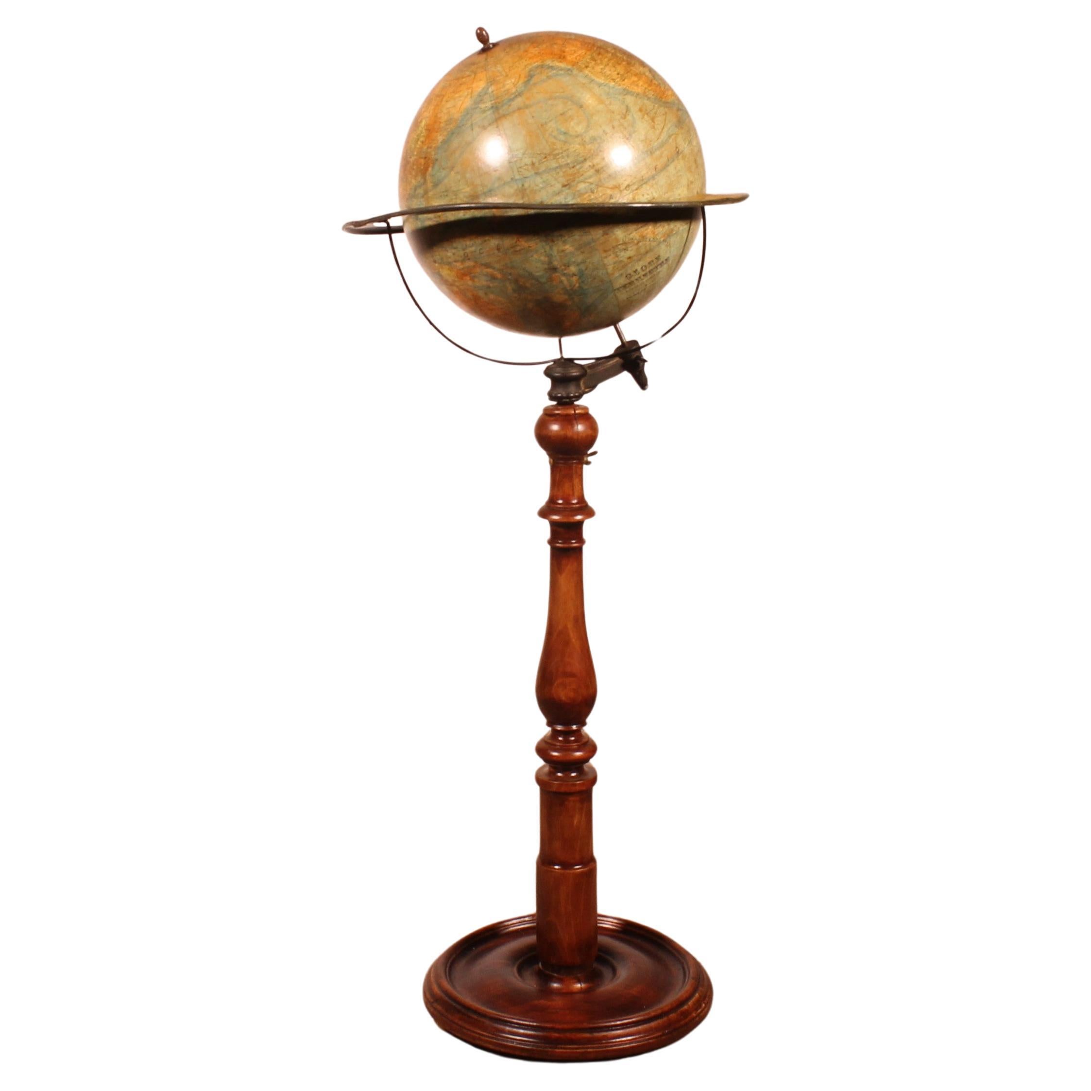 A Library Terrestrial Globe On Stand From J.forest Paris From The 19th Century