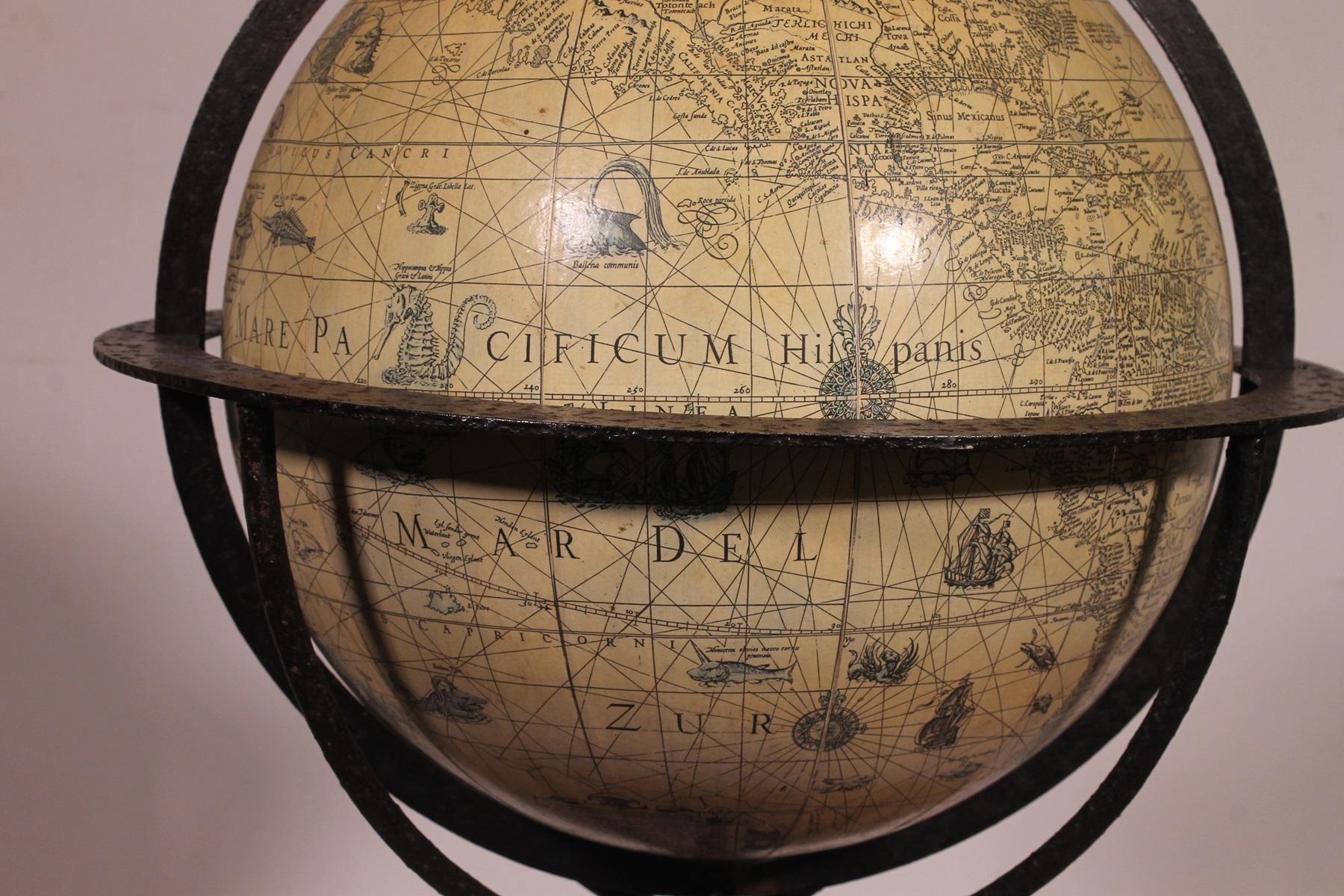 A Library Terrestrial Globe With Wrought Iron Base For Sale 4