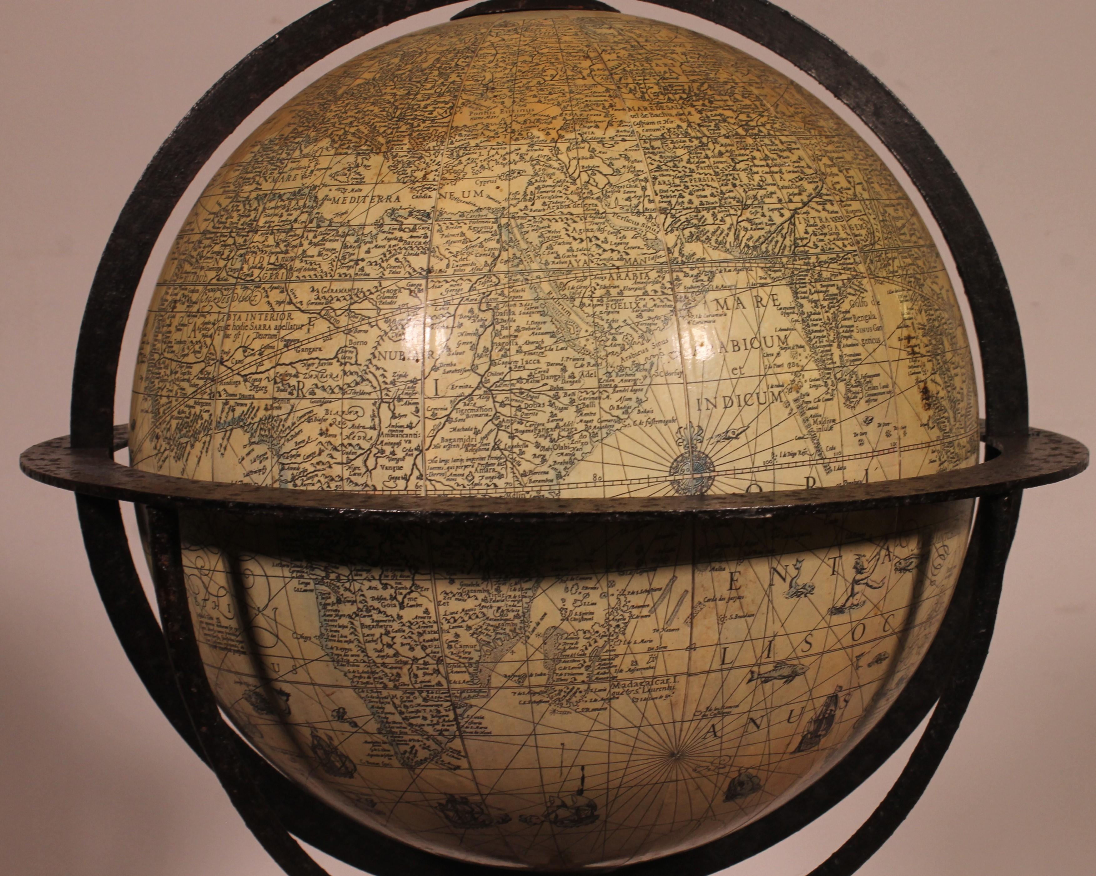 A Library Terrestrial Globe With Wrought Iron Base For Sale 6