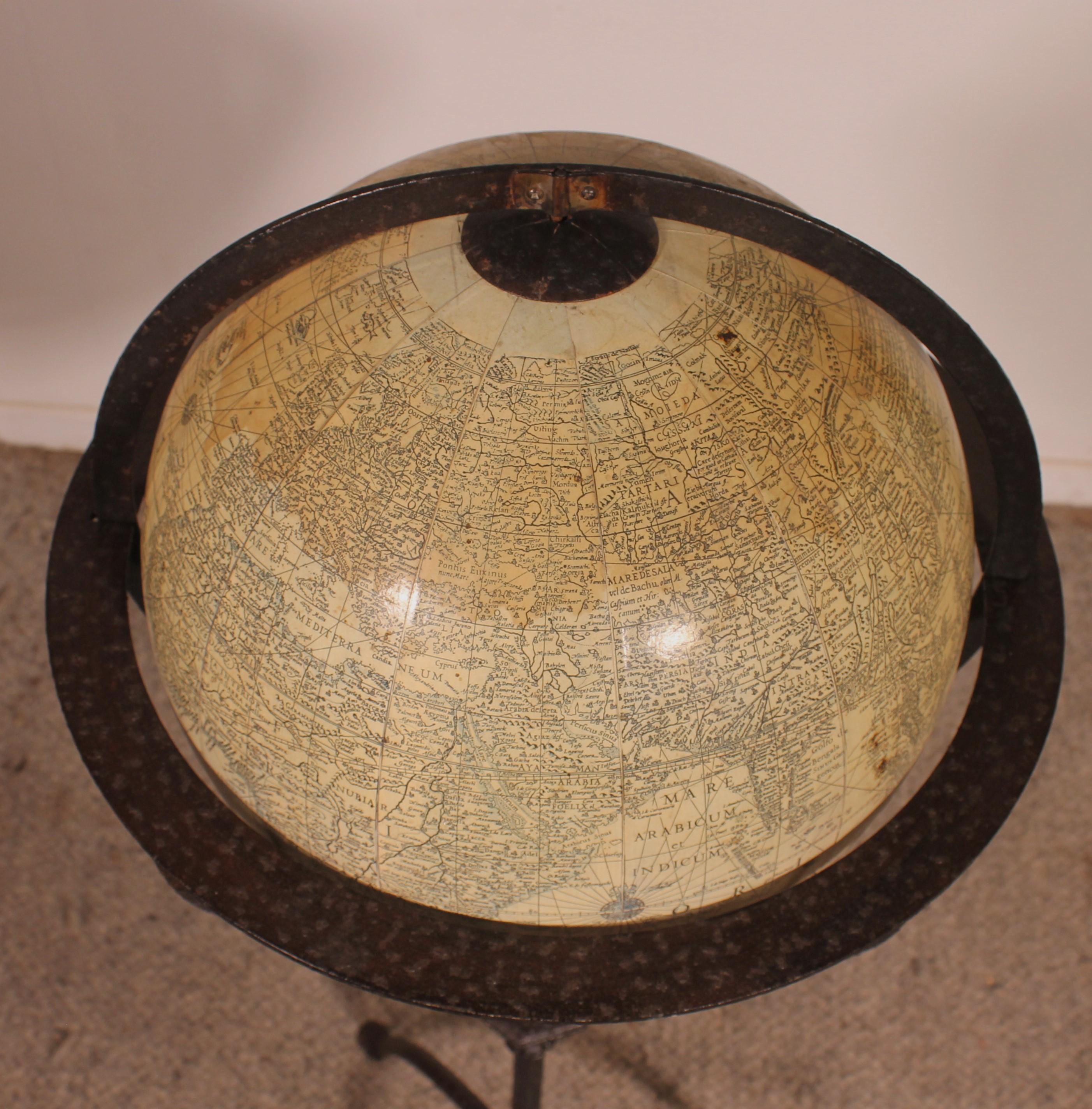 A Library Terrestrial Globe With Wrought Iron Base For Sale 7