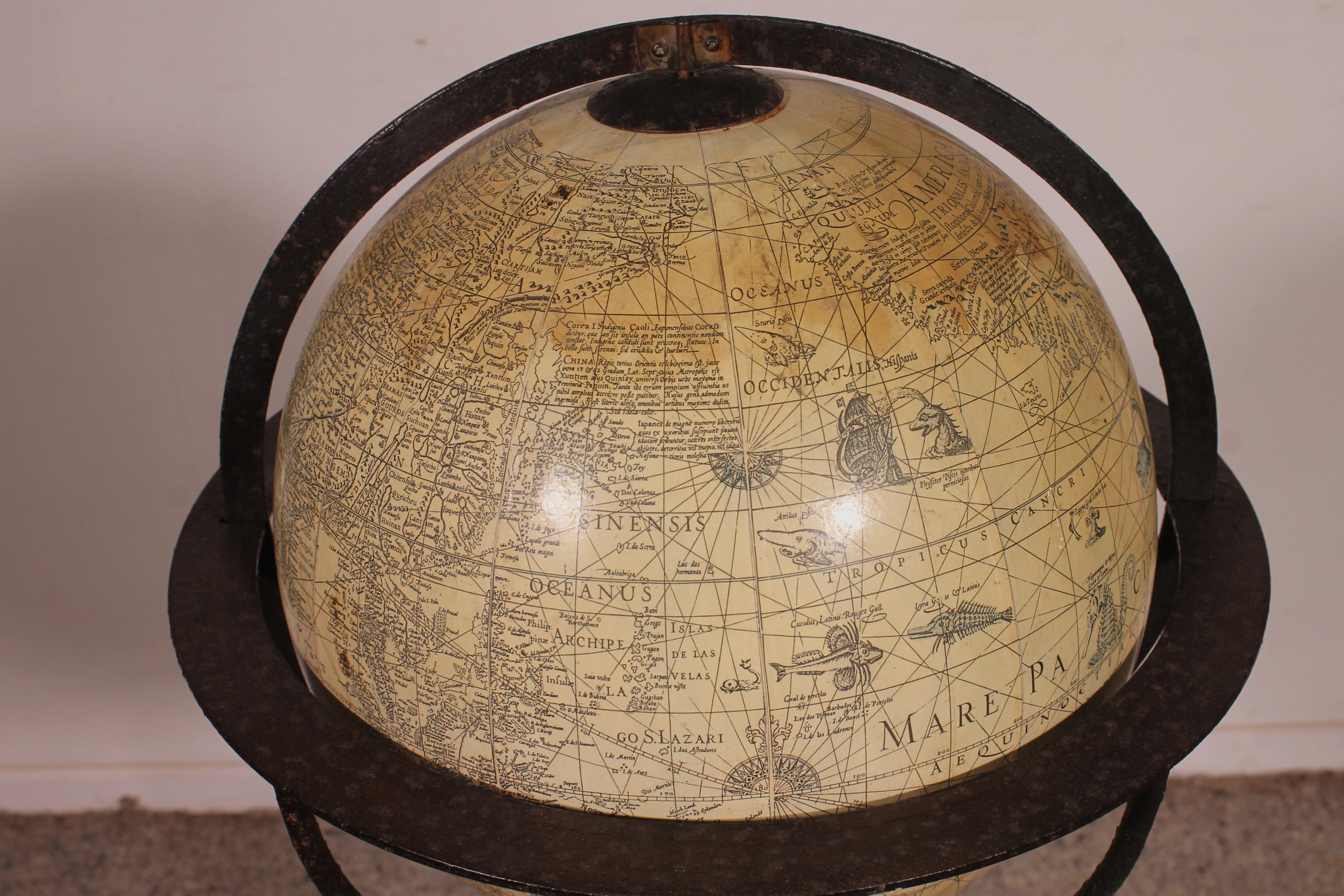 A Library Terrestrial Globe With Wrought Iron Base For Sale 3