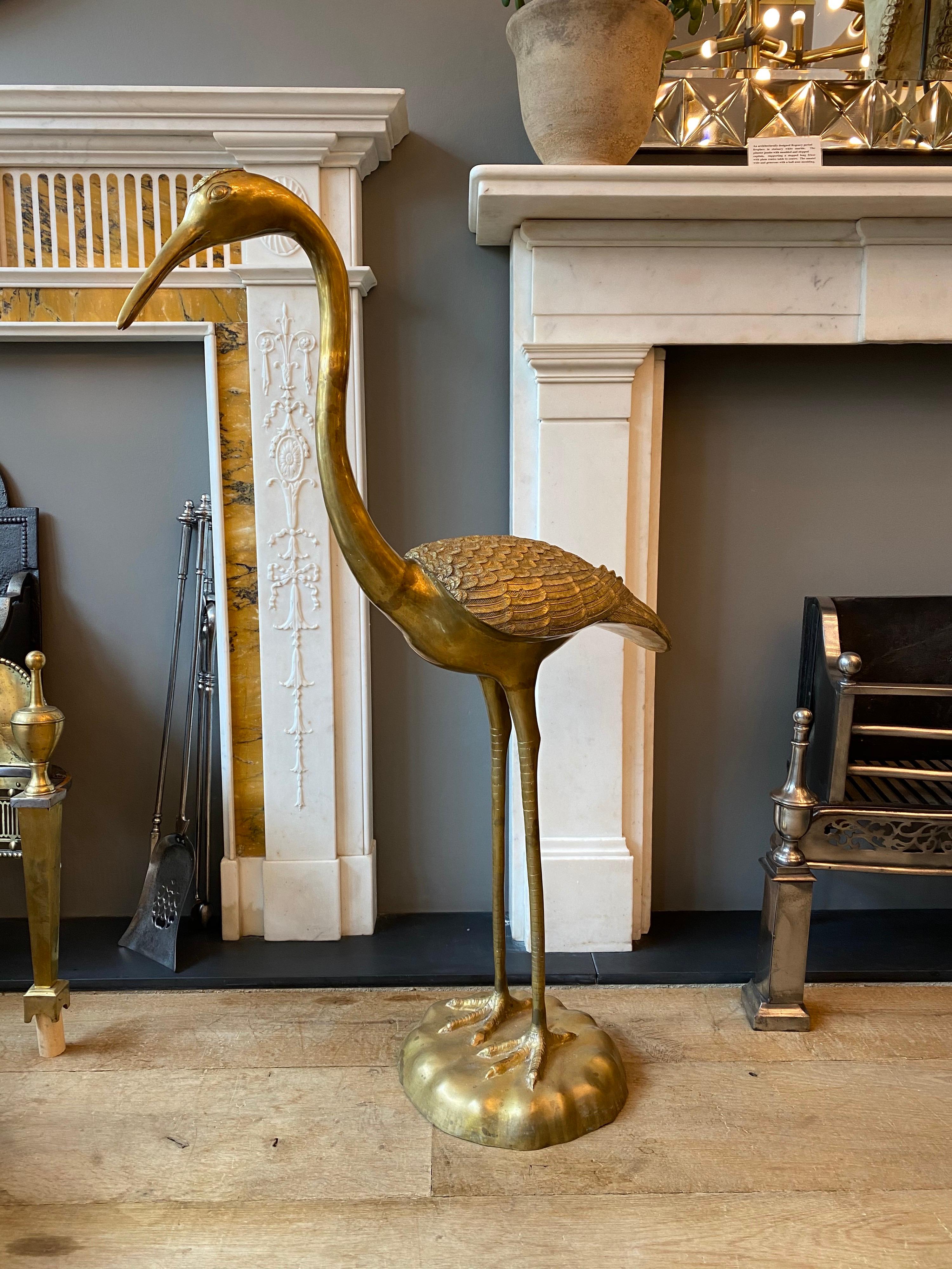 brass crane statue