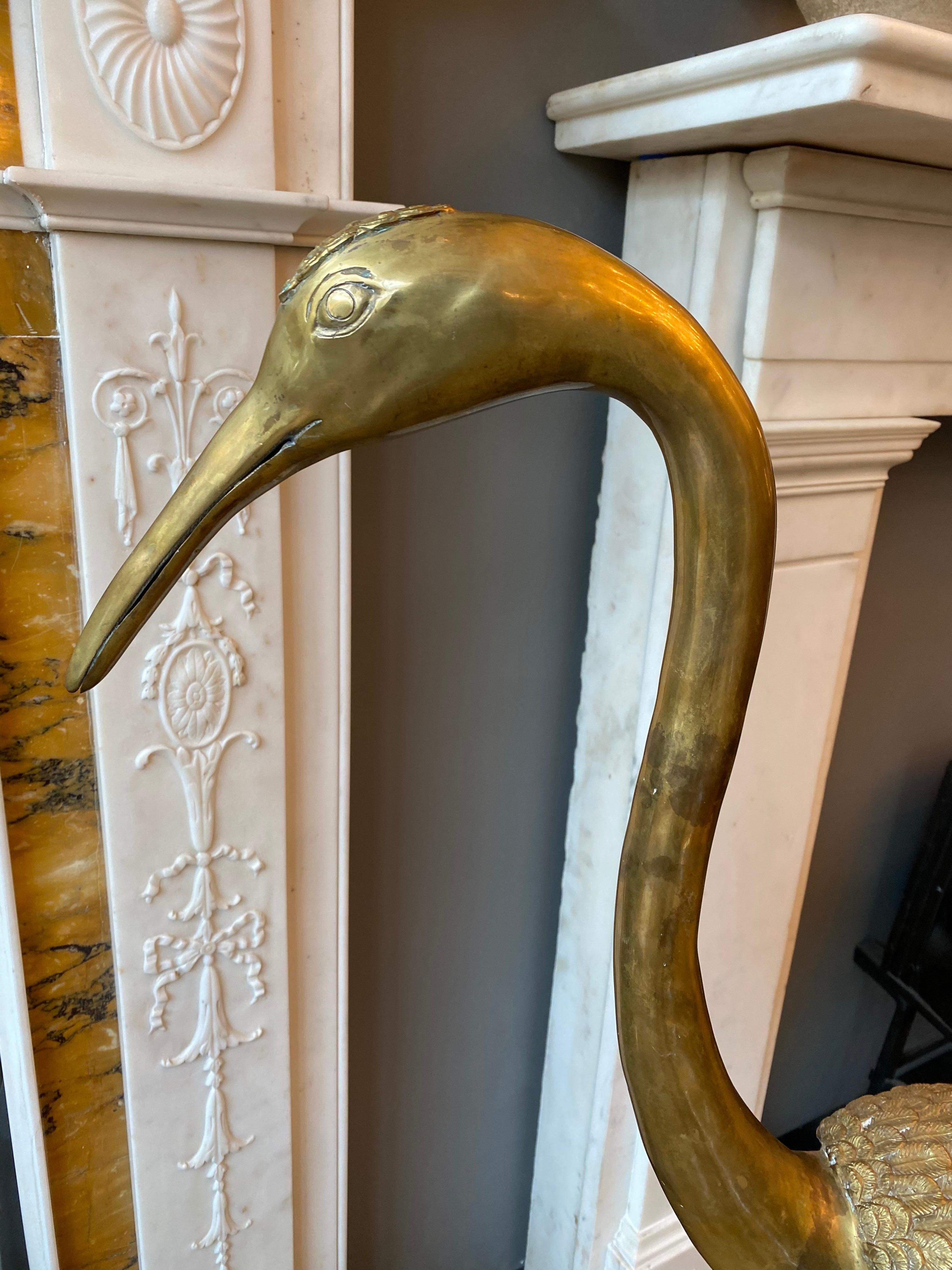 Late 20th Century Life-Size Brass Crane