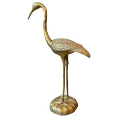 Retro Life-Size Brass Crane