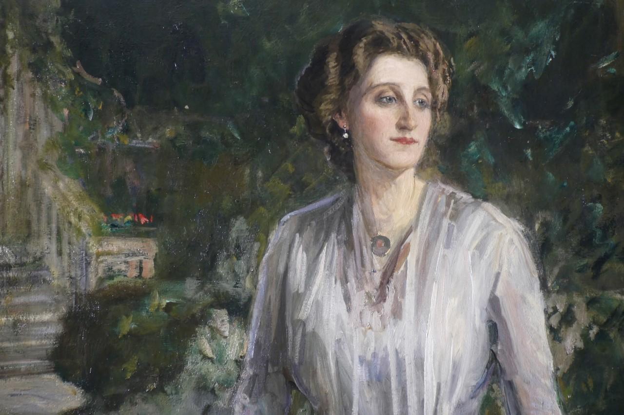 Irish Life-Size Portrait Oil on Canvas by Sir John Lavery For Sale