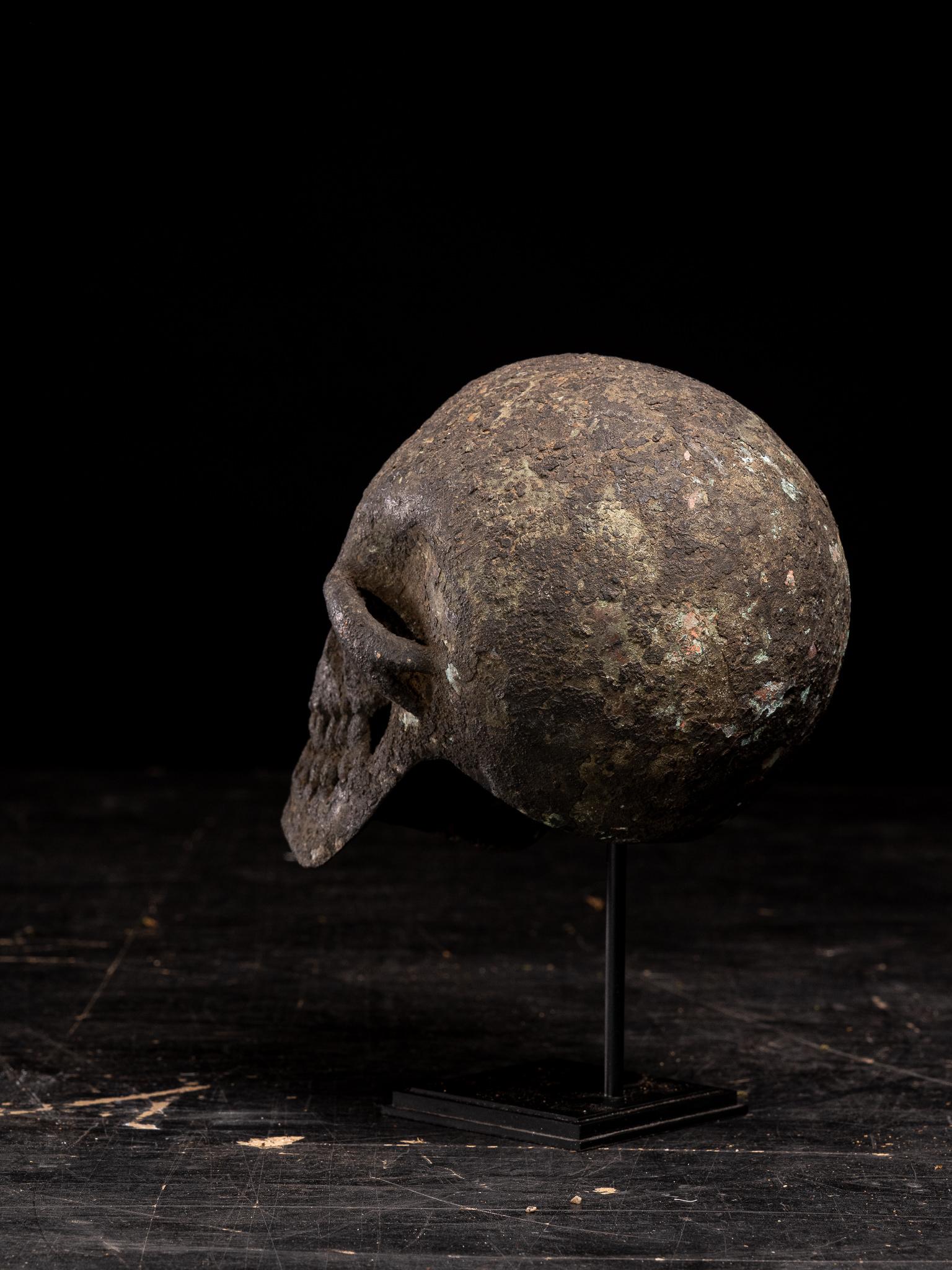 19th Century Lifesize 19 Th C Bronze Momento Mori Cast of a Human Skull.French Collection For Sale