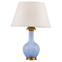 A Light Blue Celadon Glaze Vase as a Table Lamp