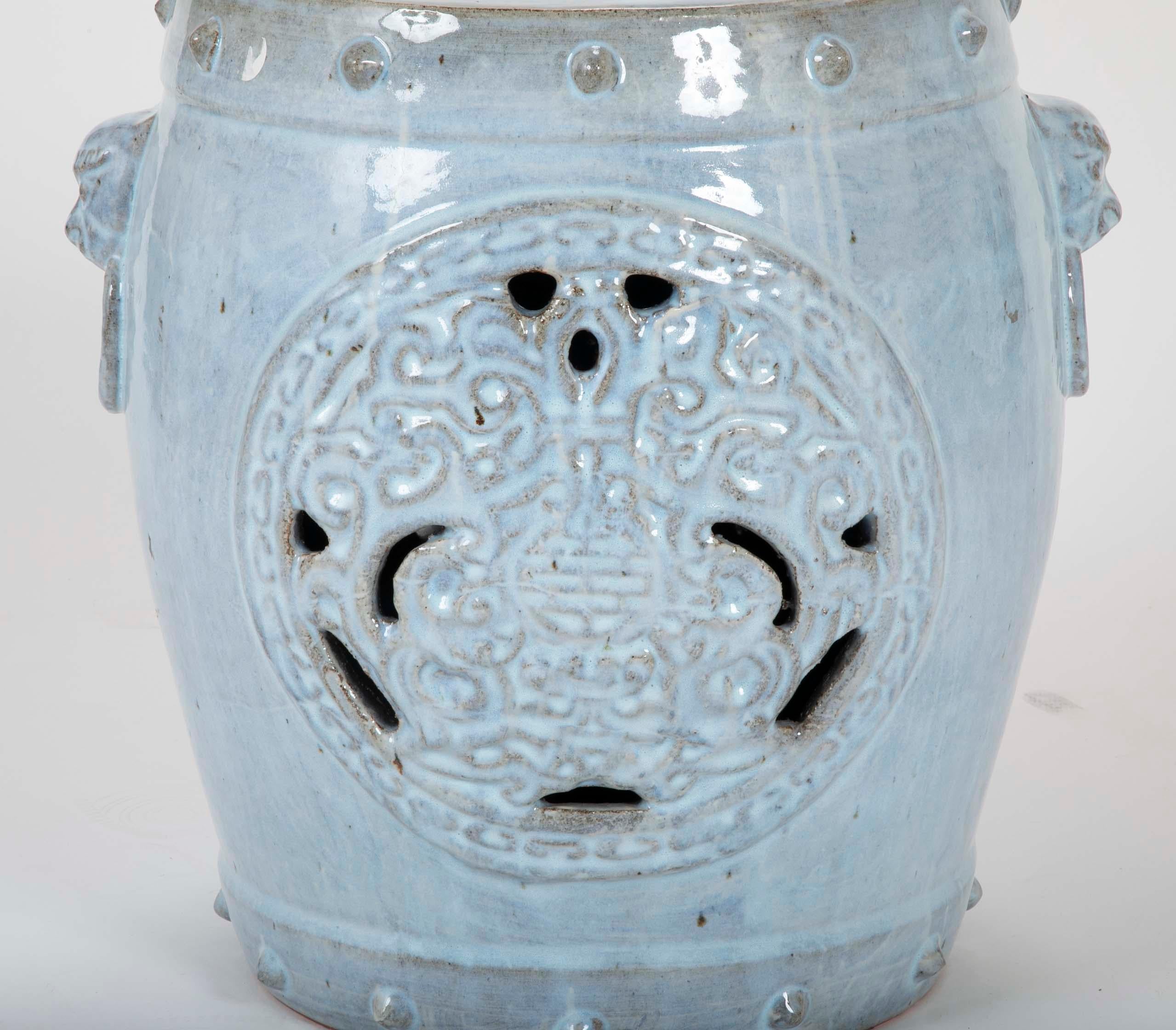 Light Blue Chinese Garden Seat (Chinesischer Export)