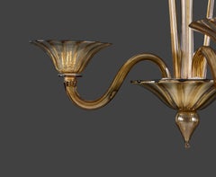 A Burnt Sienna Murano Glass Three Arm Chandelier